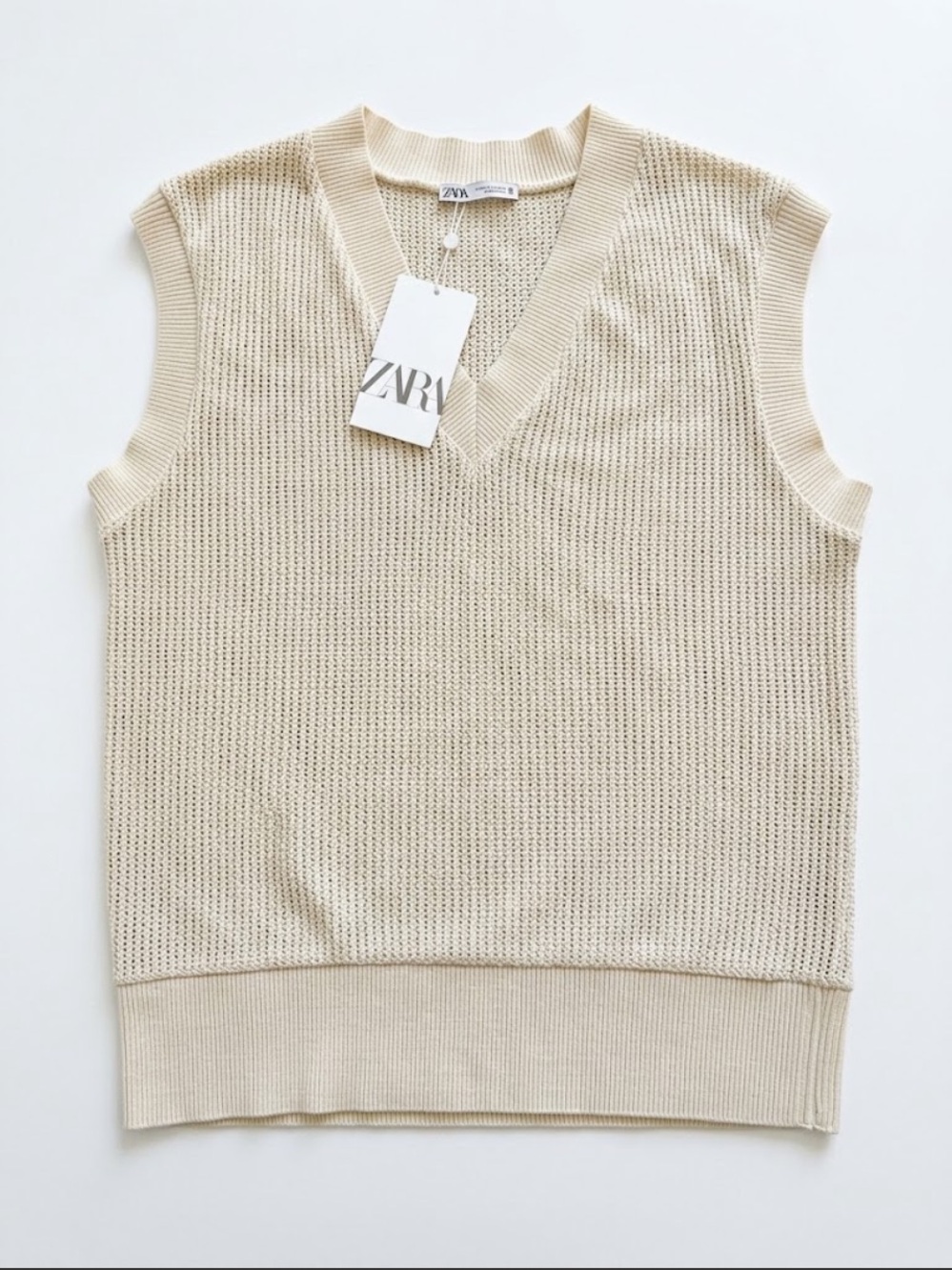 Zara Open-Knit V-Neck Sweater Vest small NWT